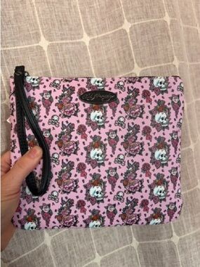 Ed Hardy Pink Skull & Rose Wristlet